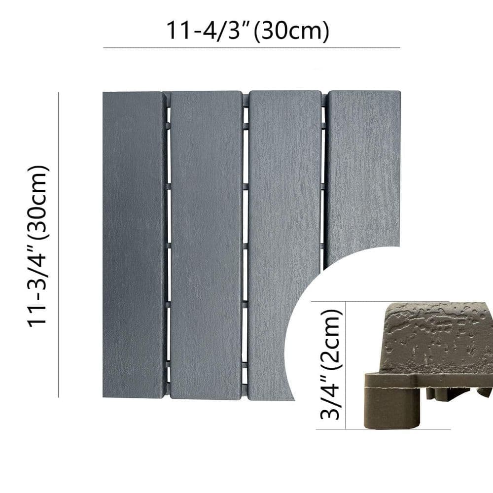 Afoxsos 9 sq. ft. Plastic Interlocking Deck Tiles 9-Pieces Patio 12 x 12 in. Waterproof Outdoor Flooring All Weather in Gray PVC (2)