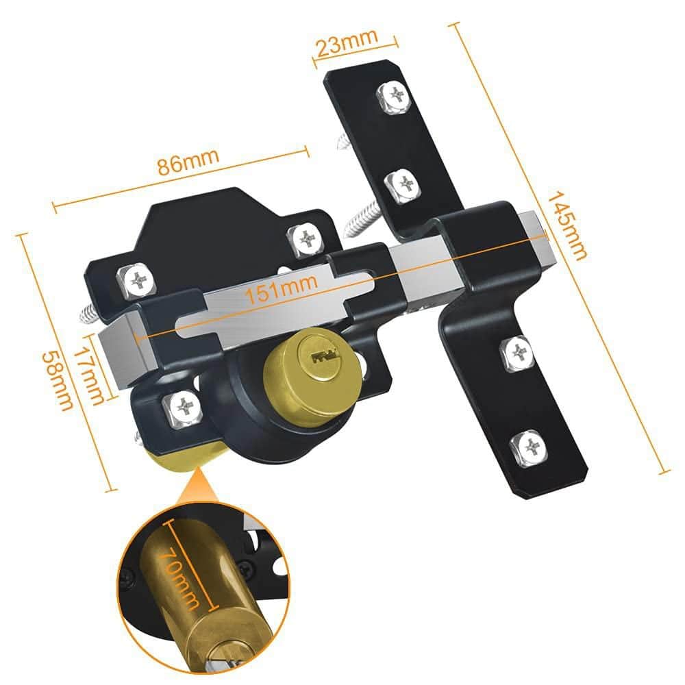 Unbranded Double Sided Gate Latch with Anti-Rattle and Anti-Jam Plate for 2.75 in. Thick Wooden or Metal Doors (2)
