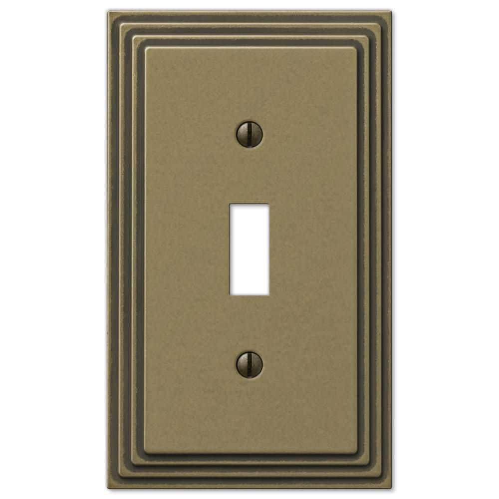 AMERELLE Tiered 1 Gang Toggle Metal Wall Plate - Rustic Brass