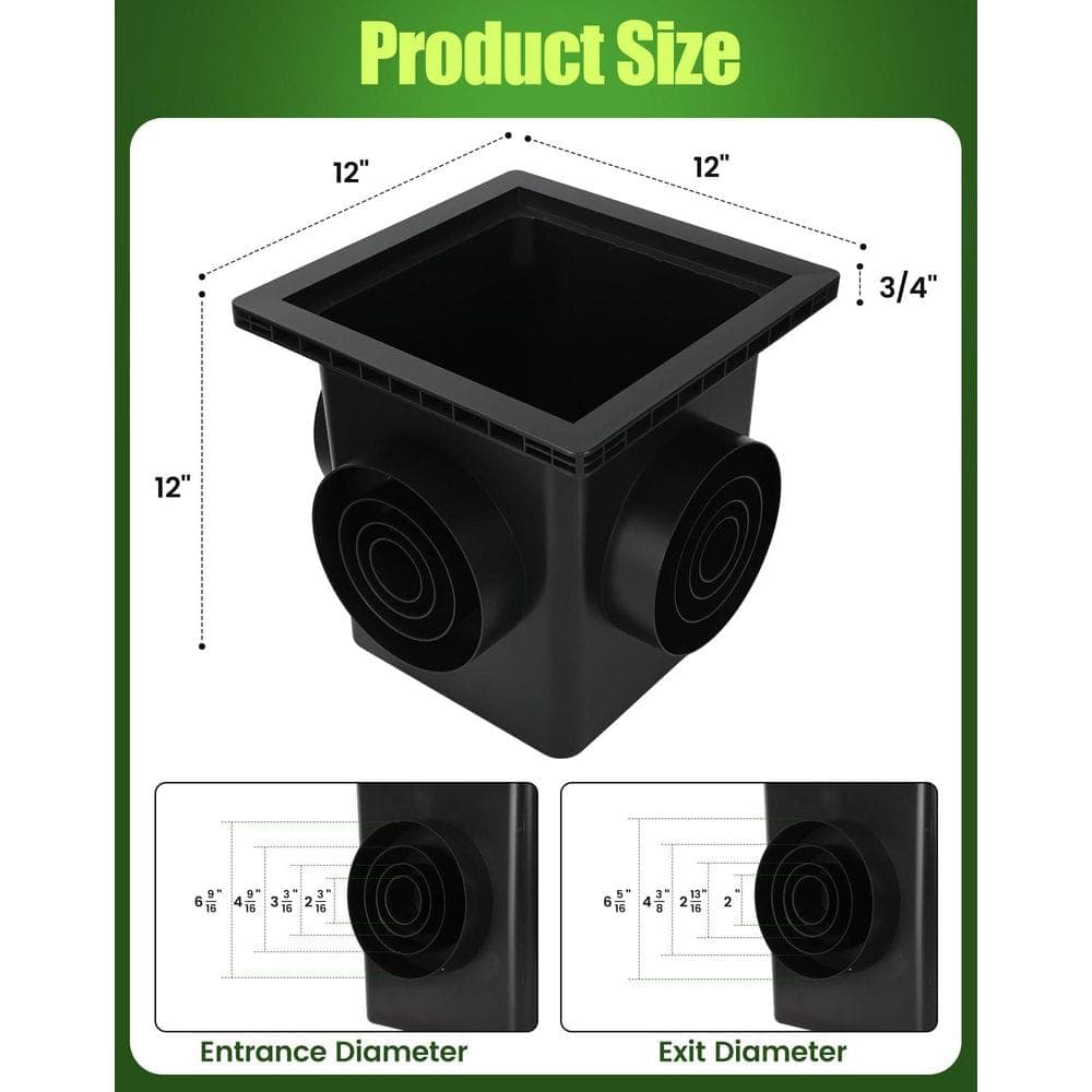 Helhom Upgrade 12-Inch Catch Basin Drainage Kit with Debris Basket Strainer for Garden, Yard, Lawns, Outdoor (1-Pack) (2)