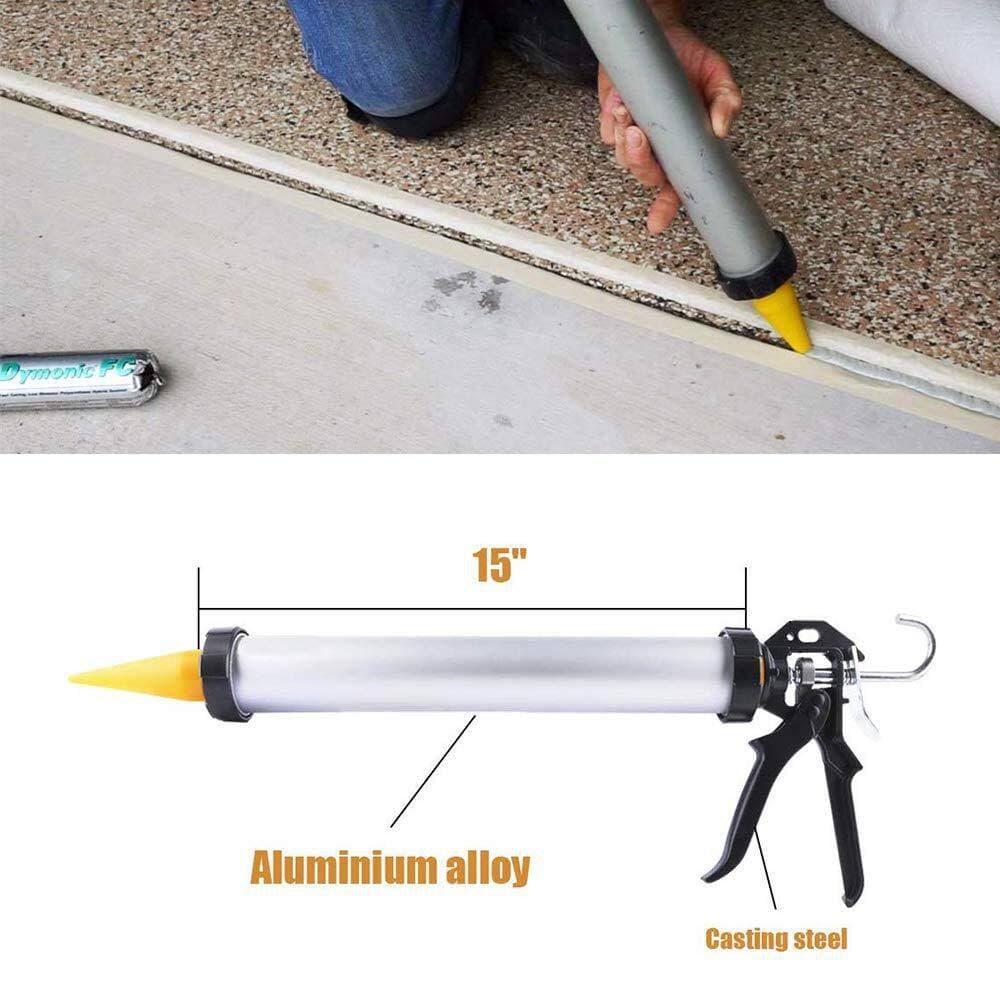 Wudkey 15 in. Sealant Sausage Caulking Gun with Aluminum Cartridge for Most Medium-High-Viscosity Materials, Silver (2)