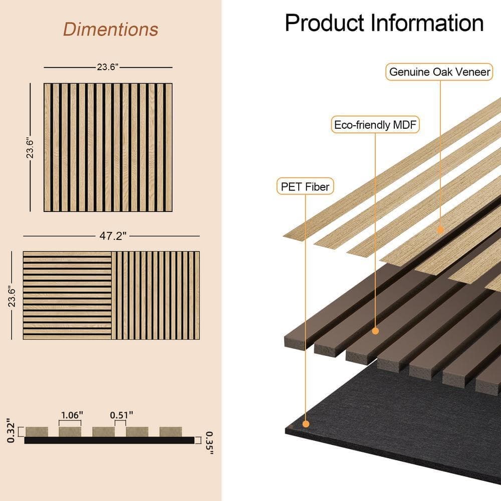 EPIPHANY DOUBLED INC White Oak 0.66 in. x 1.96 ft. x 1.96 ft. Natural Wood Veneer MDF Acoustic Wall Panels (4 pcs) (3)