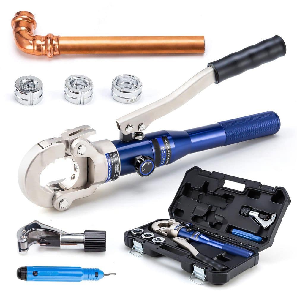 Unbranded Hand Tool Type Hydraulic Pipe Crimping Tool with Rotatable Head for Copper Pipe 1/2 in. 3/4 in. 1 in. (2)