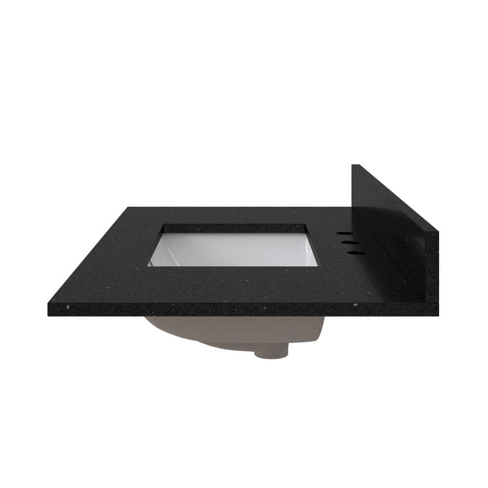 CRAFT + MAIN 37 in. W 22 in. D .75 in . H Engineered Quartz White Rectangular Single Sink Bath Vanity Top (2)