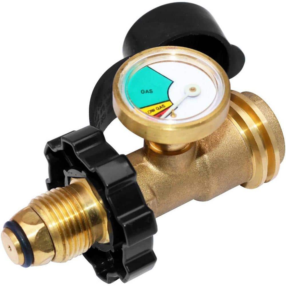 Lukvuzo Universal Fit Propane Tank Adapter with Gauge Converts POL to QCC1 Type 1 Connection Solid Brass Easy Install (1)