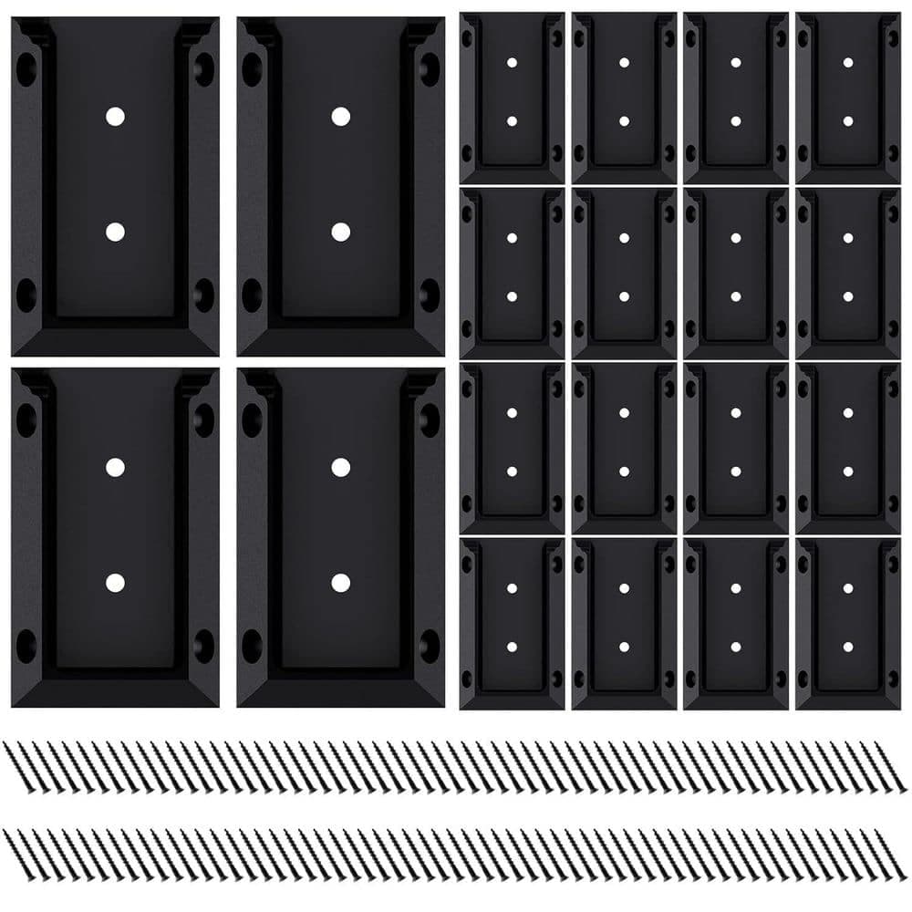 Afoxsos 0.87 in. W x 12.44 in. H 2 x 4 Hard Rubber Deck Railing Brackets with Coating Screws, Black, 20 Pieces (1)