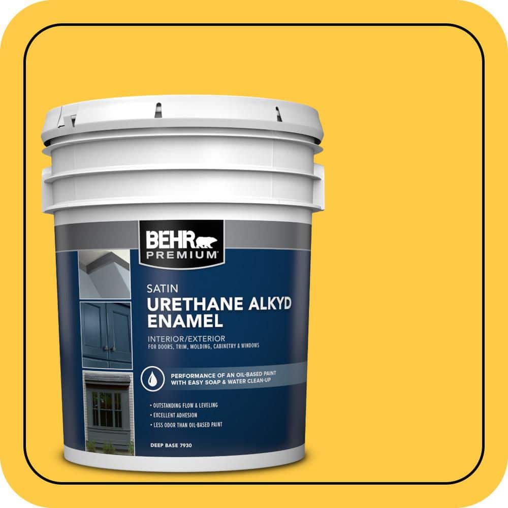 BEHR PREMIUM 5 gal. #P290-6 English Daisy Urethane Alkyd Satin Enamel Interior/Exterior Paint