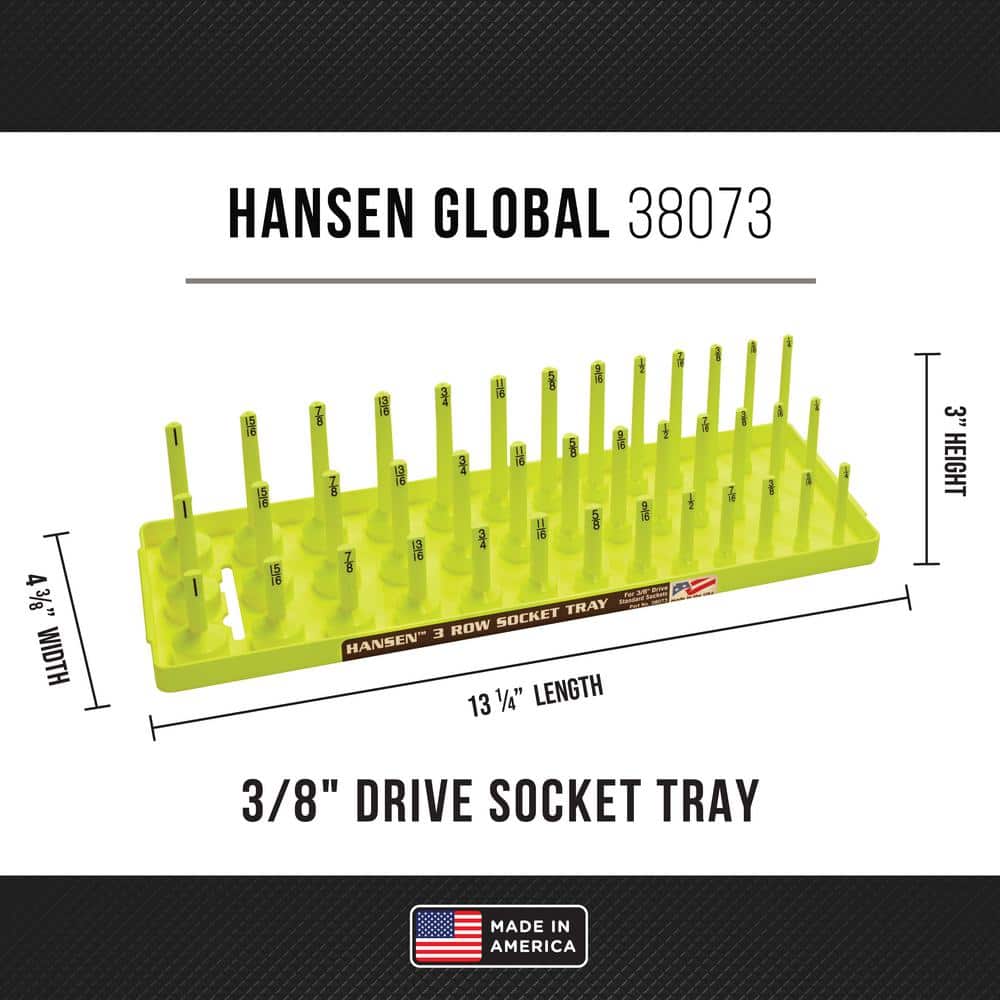 Hansen Standard Regular Semi-Deep Deep Socket Holder in Hi-Viz Yellow3/8 in. Drive (2)