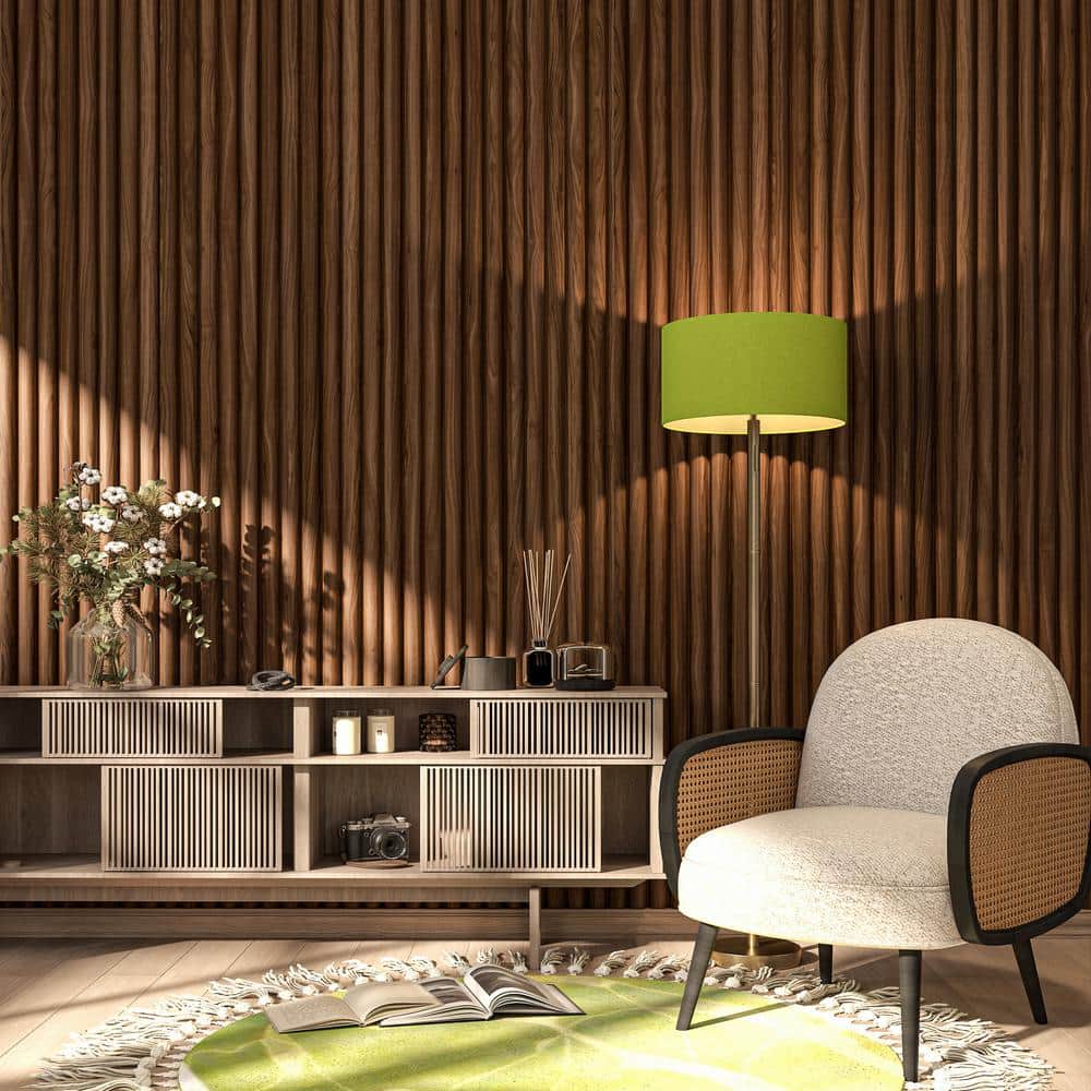 Ejoy 94.5 in. x 6 in x 0.8 in. 5 Grid Semi Circle Wood Wall Siding Board in Oak Brown Color (Set of 3-Piece) (2)