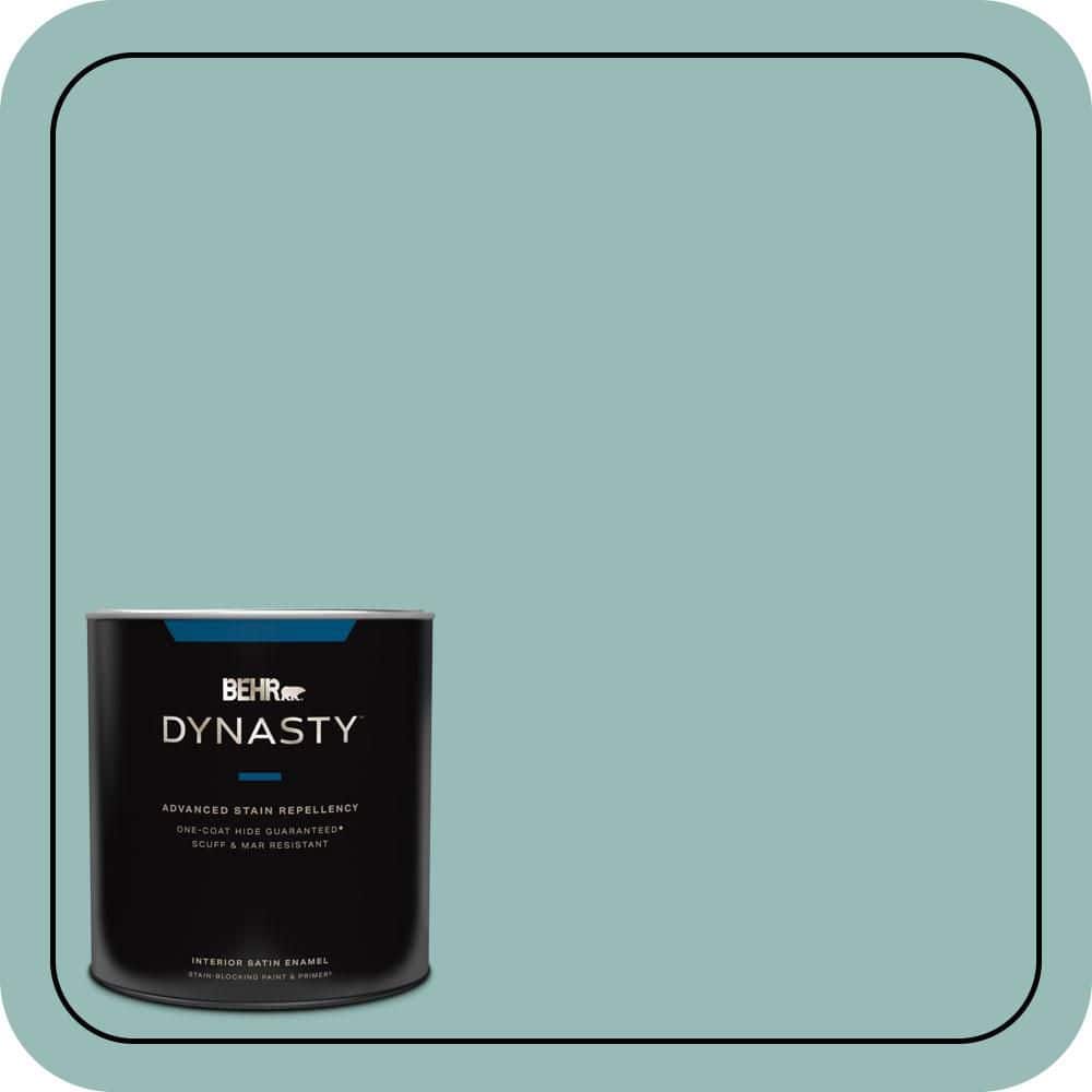 BEHR DYNASTY 1 qt. #PPU12-06 Lap Pool Blue One-Coat Hide Satin Enamel Interior Stain-Blocking Paint & Primer