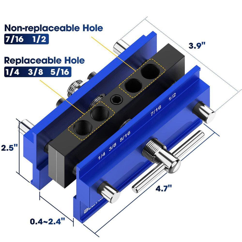 Laybus Blue Adjustable Width Drilling Guide Power Tool Accessory Jigs With 6 Drill Guide Bushings (2)