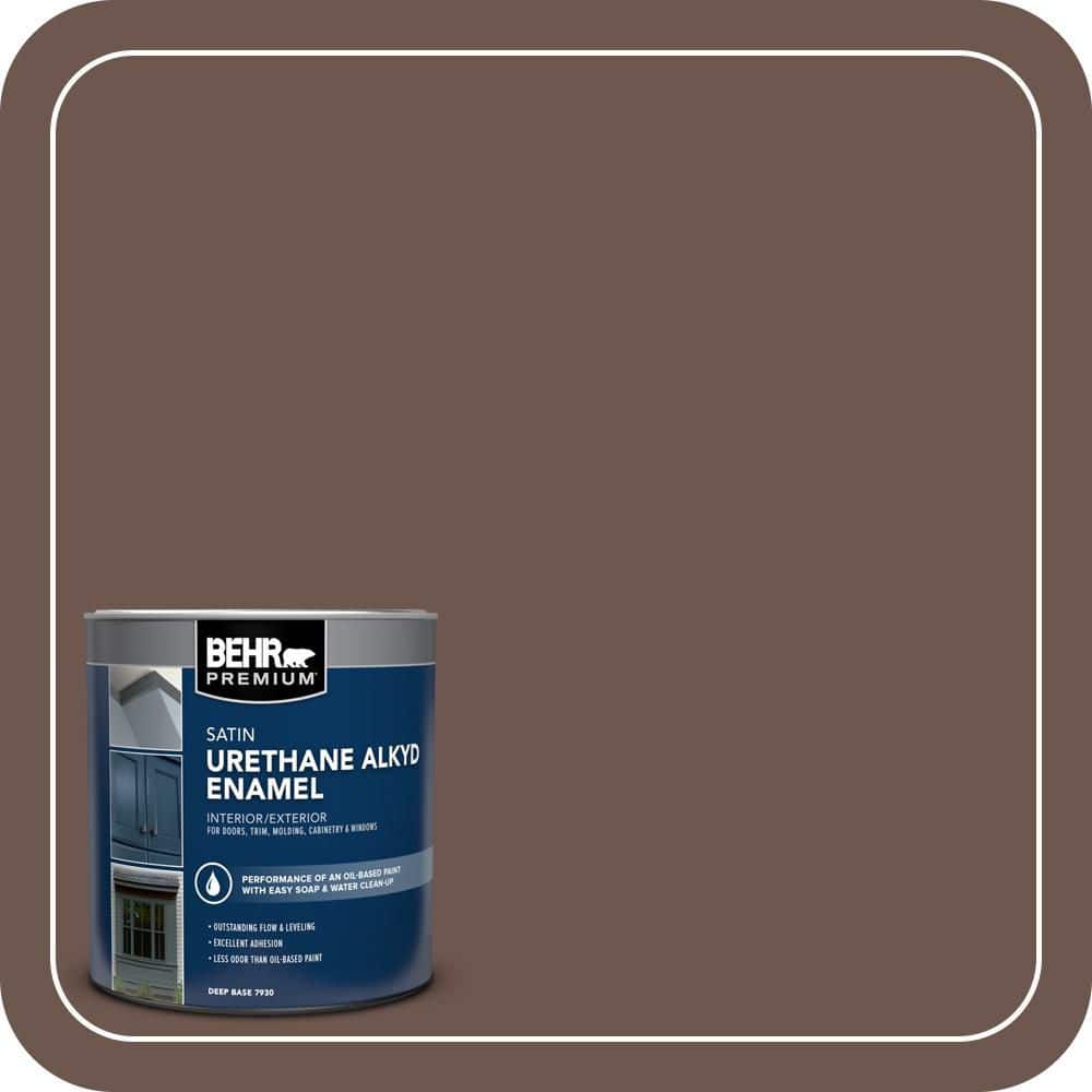 BEHR PREMIUM 1 qt. #N170-6 Natural Bark Satin Enamel Urethane Alkyd Interior/Exterior Paint (1)