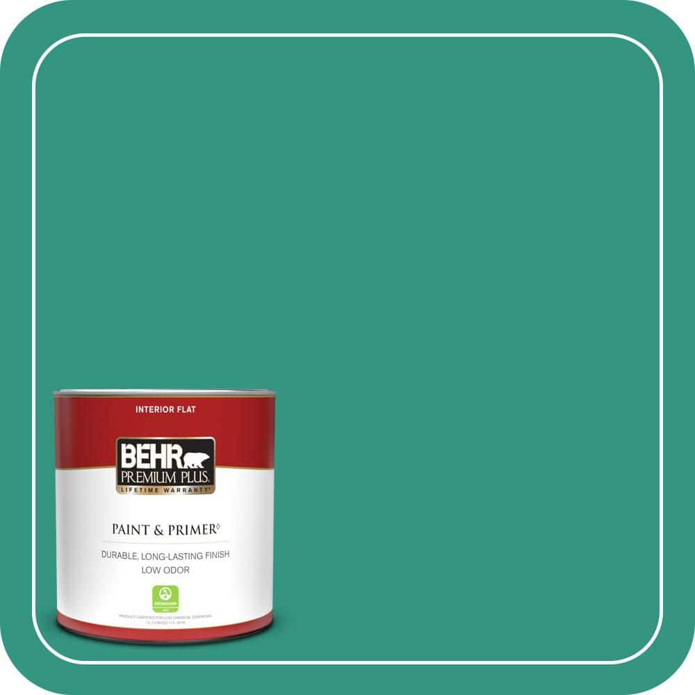 BEHR PREMIUM PLUS 1 qt. #P440-6 Esmeralda Flat Low Odor Interior Paint & Primer