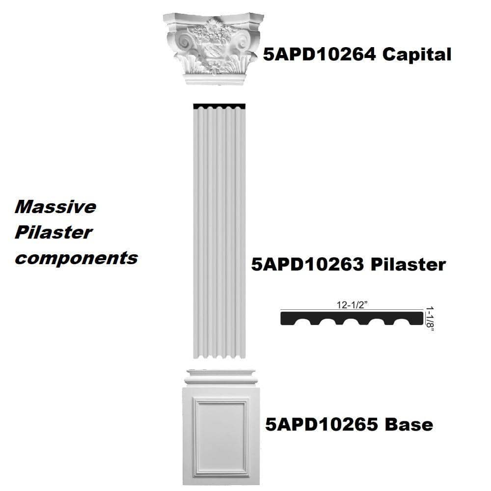 American Pro Decor 1-1/8 in. x 12-1/2 in. x 78-3/4 in. Fluted Polyurethane Pilaster Moulding Pro Pack (2-PCS x 78.75 in.) (2)
