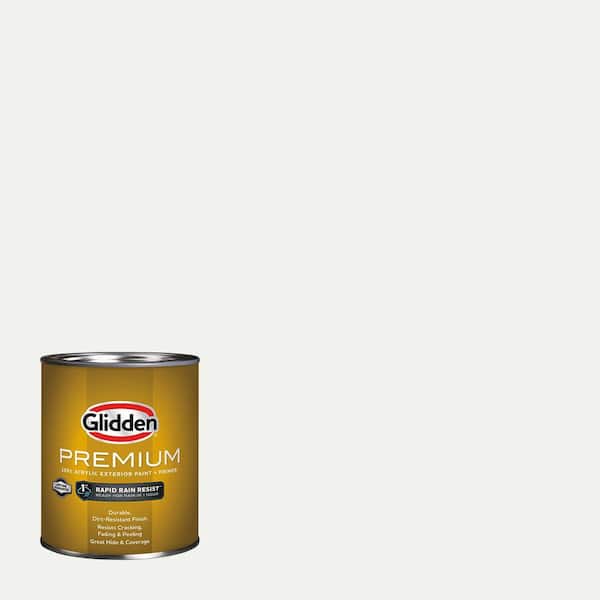 Glidden Premium 1 qt. PPG1001-1 Delicate White Satin Exterior Latex Paint (2)