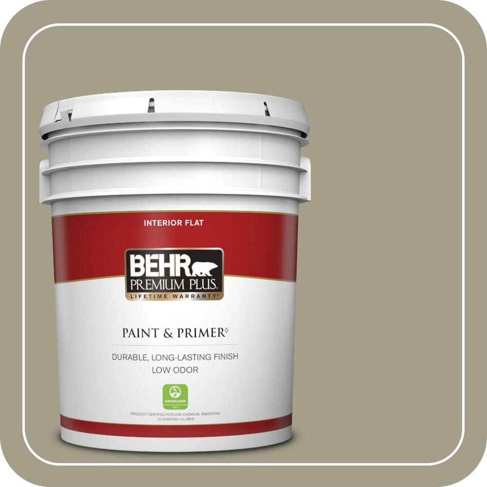 BEHR PREMIUM PLUS 5 gal. #PMD-57 Fossil Stone Flat Low Odor Interior Paint & Primer