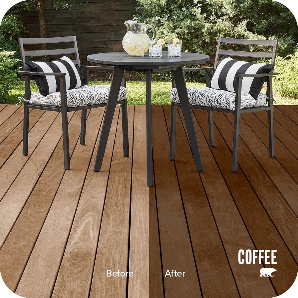 BEHR PREMIUM 1 gal. #ST-103 Coffee Semi-Transparent Waterproofing Exterior Wood Stain and Sealer (2)