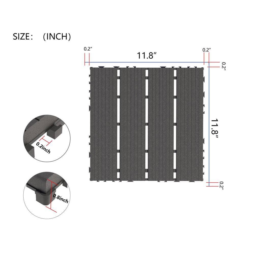 Amucolo 12 in. x 12 in. Waterproof Plastic Interlocking Deck Tiles in Gray for Poolside Balcony Backyard (Set of 44 Tiles) (2)