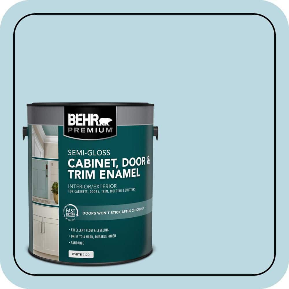 BEHR PREMIUM 1 gal. #S460-1 Air Blue Semi-Gloss Enamel Interior/Exterior Cabinet, Door & Trim Paint
