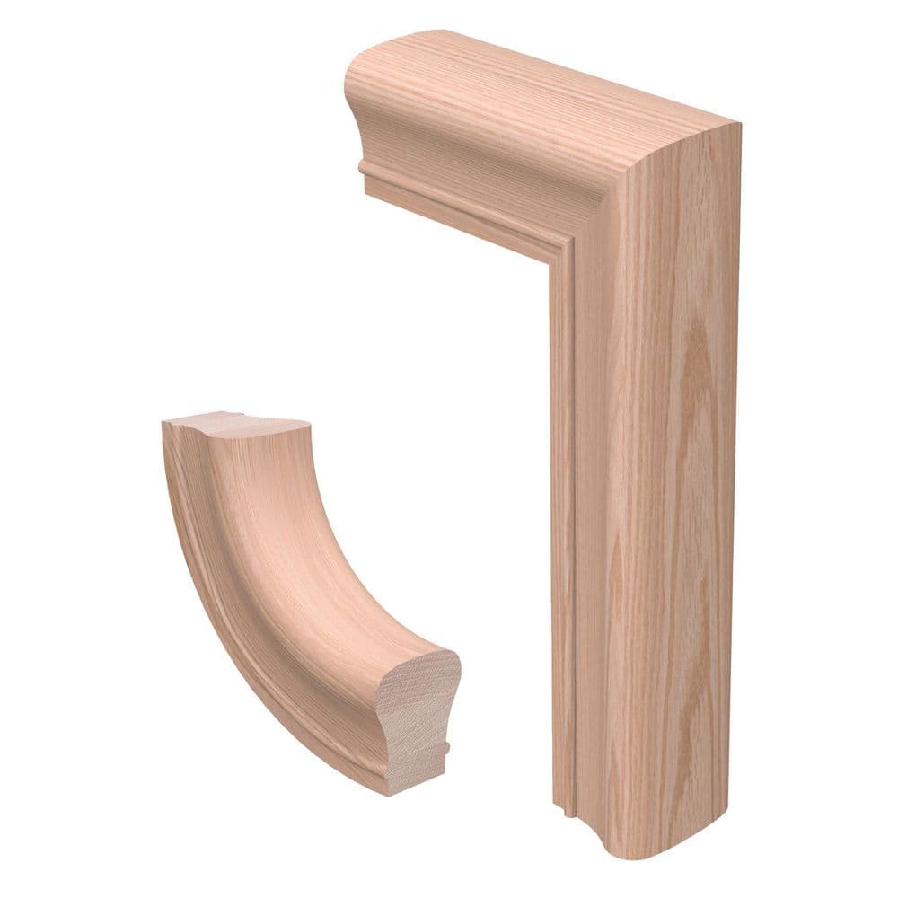 EVERMARK Stair Parts 7299 Unfinished Red Oak Straight 2-Rise Gooseneck No Cap Handrail Fitting (1)