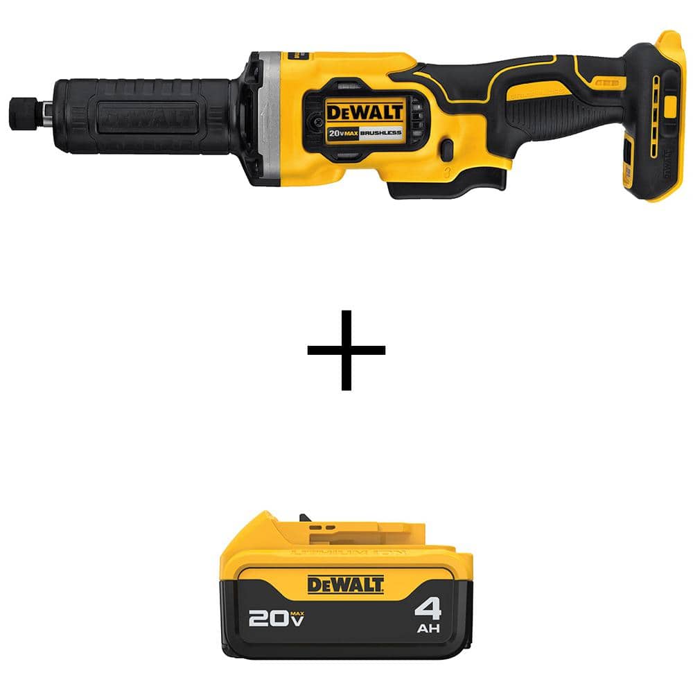 DEWALT 20V MAX Cordless Brushless 1-1/2 in. Variable Speed Die Grinder and 20V MAX Premium Lithium-Ion 4.0Ah Battery
