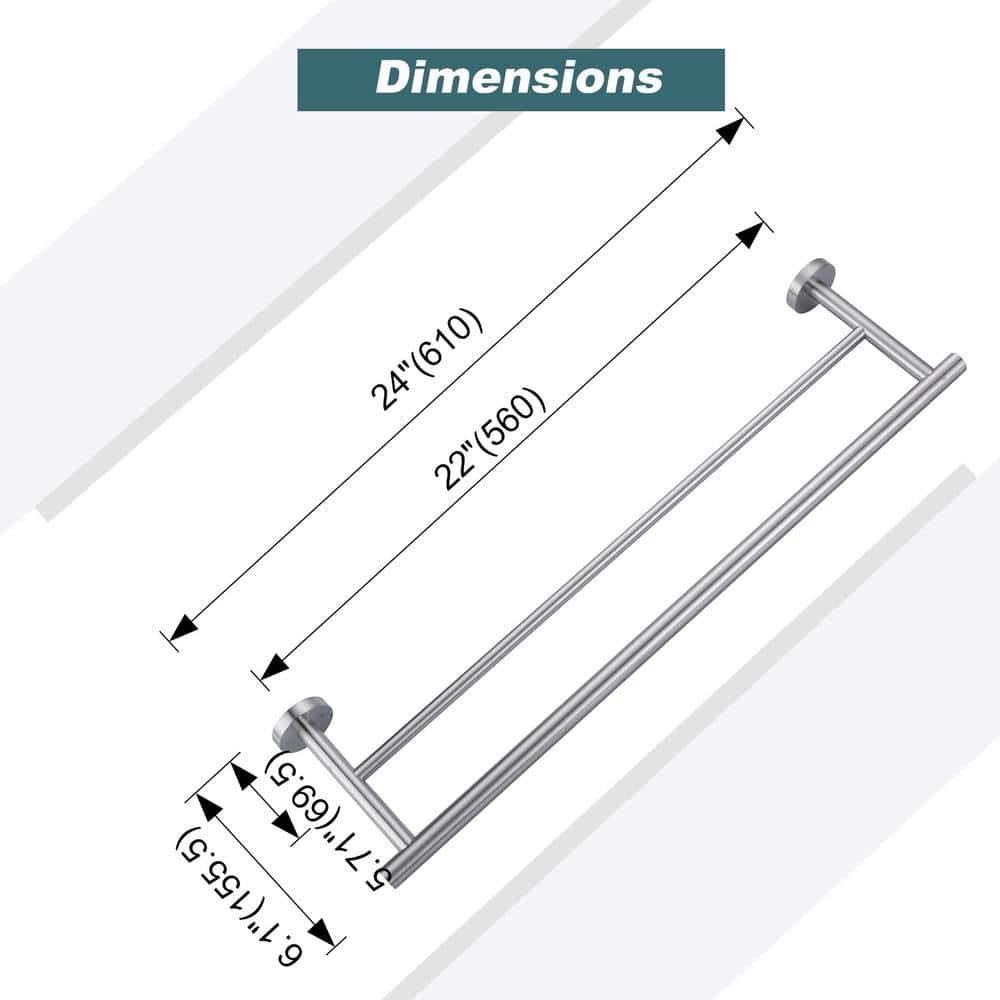 ARCORA Round Wall Mounted Towel Bar Brushed NIckel (4)