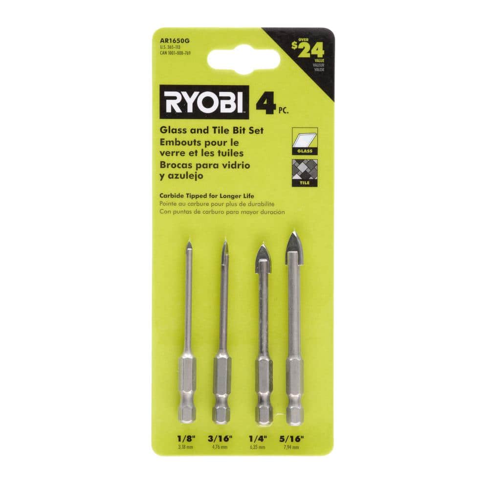 RYOBI SpeedLoad+ Carbide Hex Shank Glass/Tile Drill Bit Set ( 4-Piece) (4)