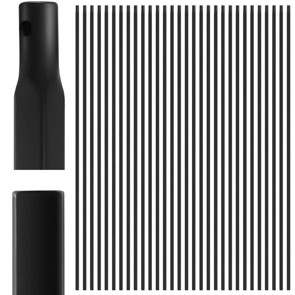 Afoxsos 44 in. x 1 in. Wrought Iron Plain Hollow Iron Spindles Deck Balusters in Black-(30-Pack) (1)