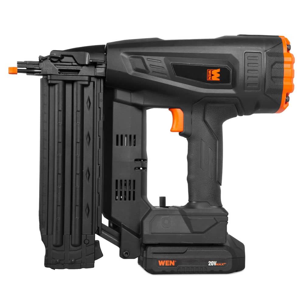 WEN 20V Max Cordless Brushless 18-Gauge 2-3/16 in. Brad Nailer with 2. 0Ah Battery and Charger (20518) (3)