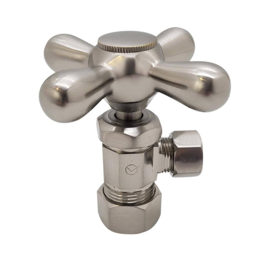 Westbrass 5/8 in. 3/8 in. OD Flat Head Toilet Supply Line Kit with Cross Handle Angle Shut Off Valve (4)