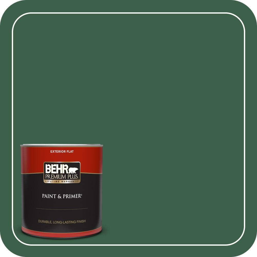 BEHR PREMIUM PLUS 1 qt. #470D-7 Windy Pine Flat Exterior Paint & Primer