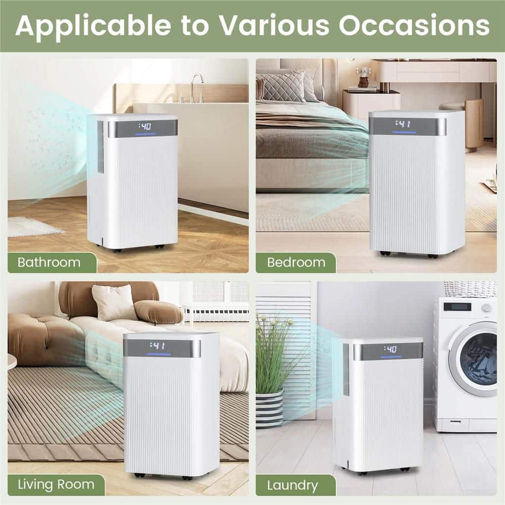 Costway 32 pt. 2000 sq. ft. with Bucket Portable Dehumidifier in. White with 3-Color Indicator (3)
