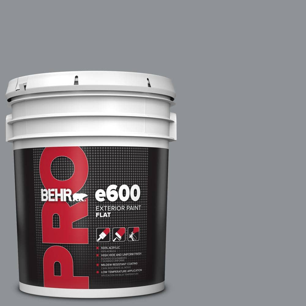 BEHR PRO 5 gal. #PPU26-05 Flint Gray Flat Exterior Paint (1)