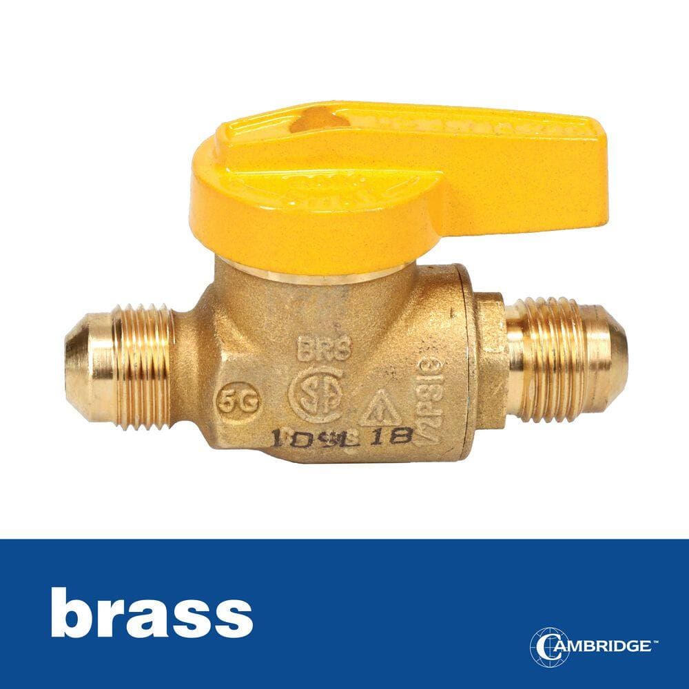 Cambridge 3/8 in. OD Flare x 3/8 in. OD Flare Brass Gas Ball Shut Off Valve (3)