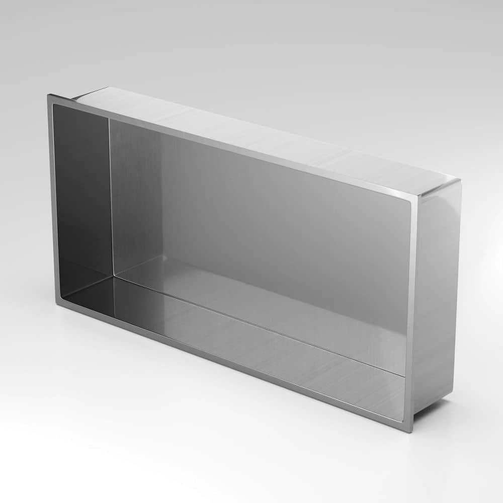 HOMEMYSTIQUE 24 in. W x 24 in. H x 4 in. D Stainless Steel Shower Niche in Brushed Nickel (1)