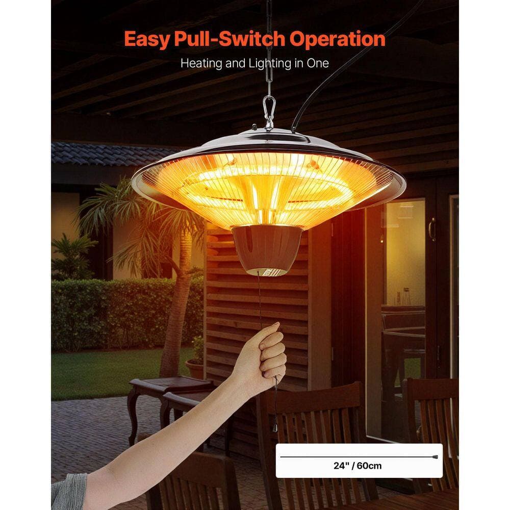 SVOPES Electric Hanging Patio Heater, 1500W Infrared Heater with IP34 Protection, 23.6 in. Pull Cord & Adjustable Chain (2)