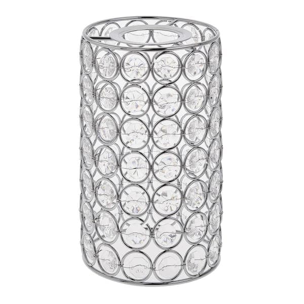 PRIVATE BRAND UNBRANDED 6.25 in. Brushed Nickel and Clear Acrylic Crystal-Look Cylinder Pendant Light Replacement Shade with 2.25 in. Uno Fitter