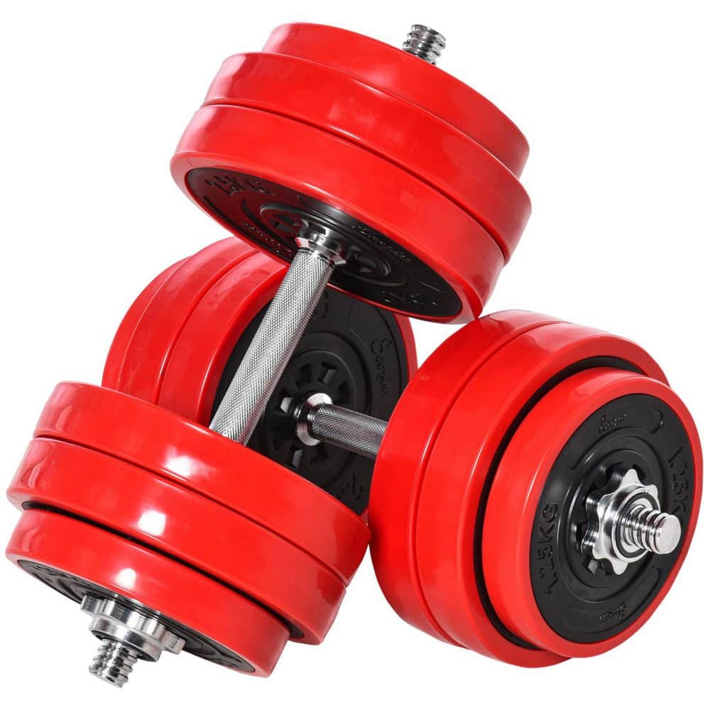 Tidoin 66 lb. Red Steel Adjustable Weight Dumbbell Set (1)