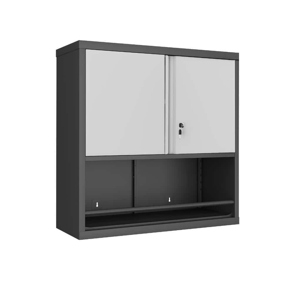 Tileon Gray Metal Wall Cabinet, Double-Door Storage Cabinet w/ Adjustable Shelves for Kitchen, Laundry Room and Garage (1)