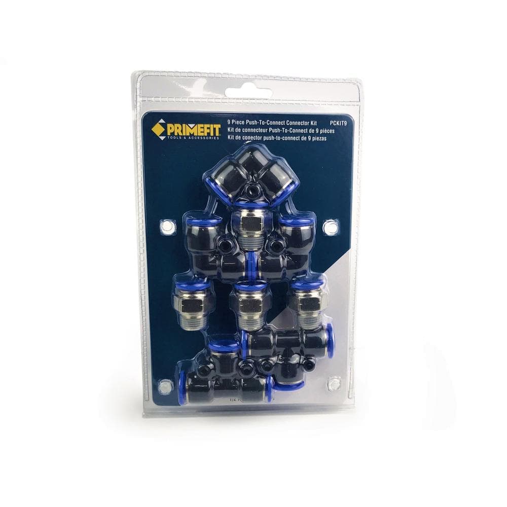 Primefit 1/2 in. Air Push To Connect - Connector Kit for OD Air Tubing (9-Piece) (2)