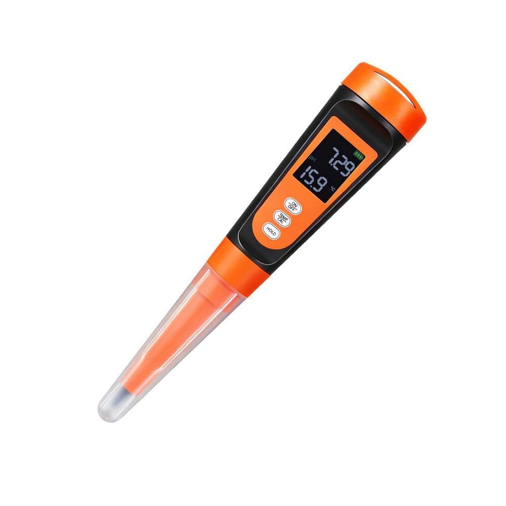 SKYSHALO Food pH Meter, 0-14 pH Range, Waterproof Probe, Portable Test Kit with Temperature Adjustment, Calibration Packets