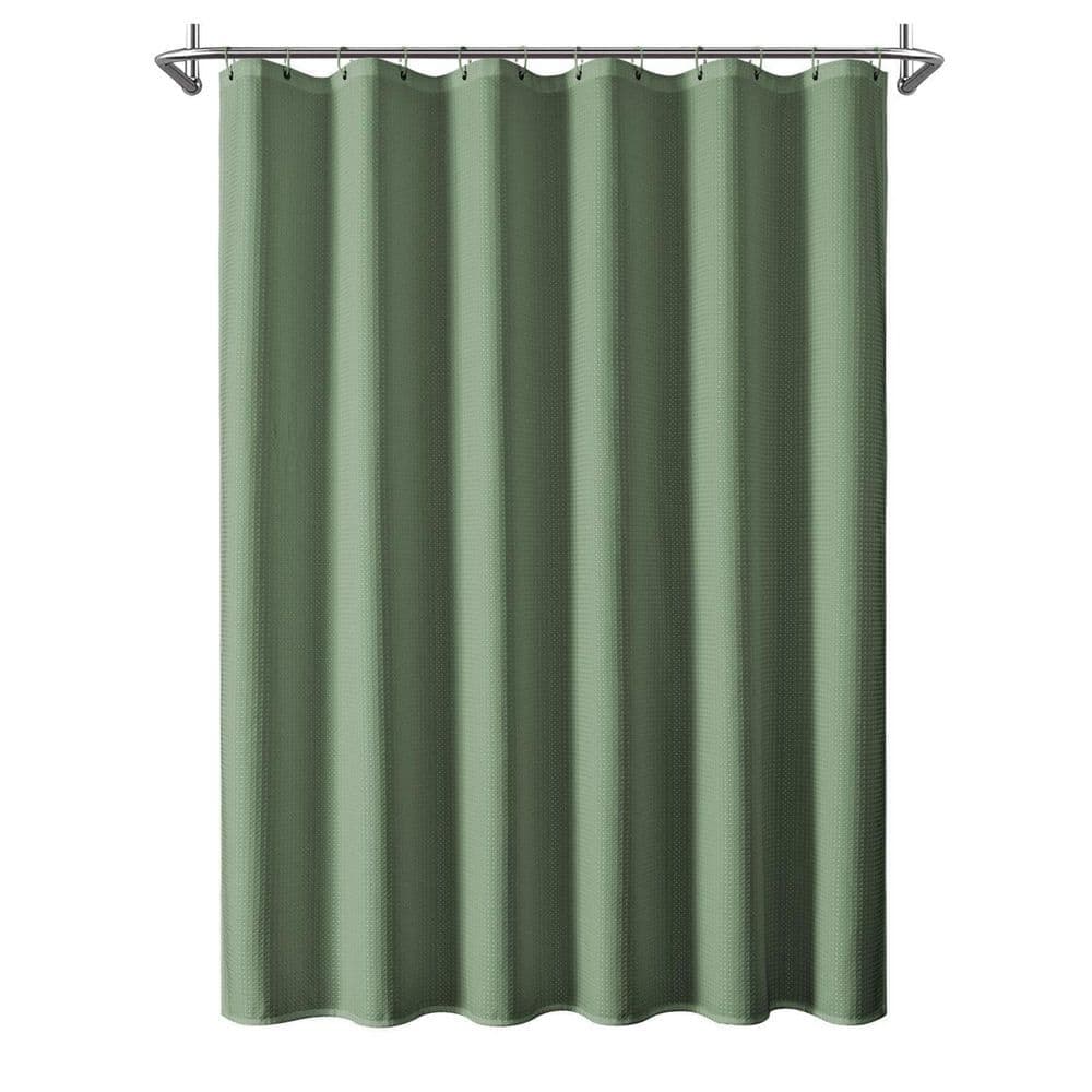 Utopia Alley 1 Pack 120GSM Waffle Weave 71 in. W x 71 in. L Shower Curtain Liner for Bathroom, Green, Shower Curtain Liner