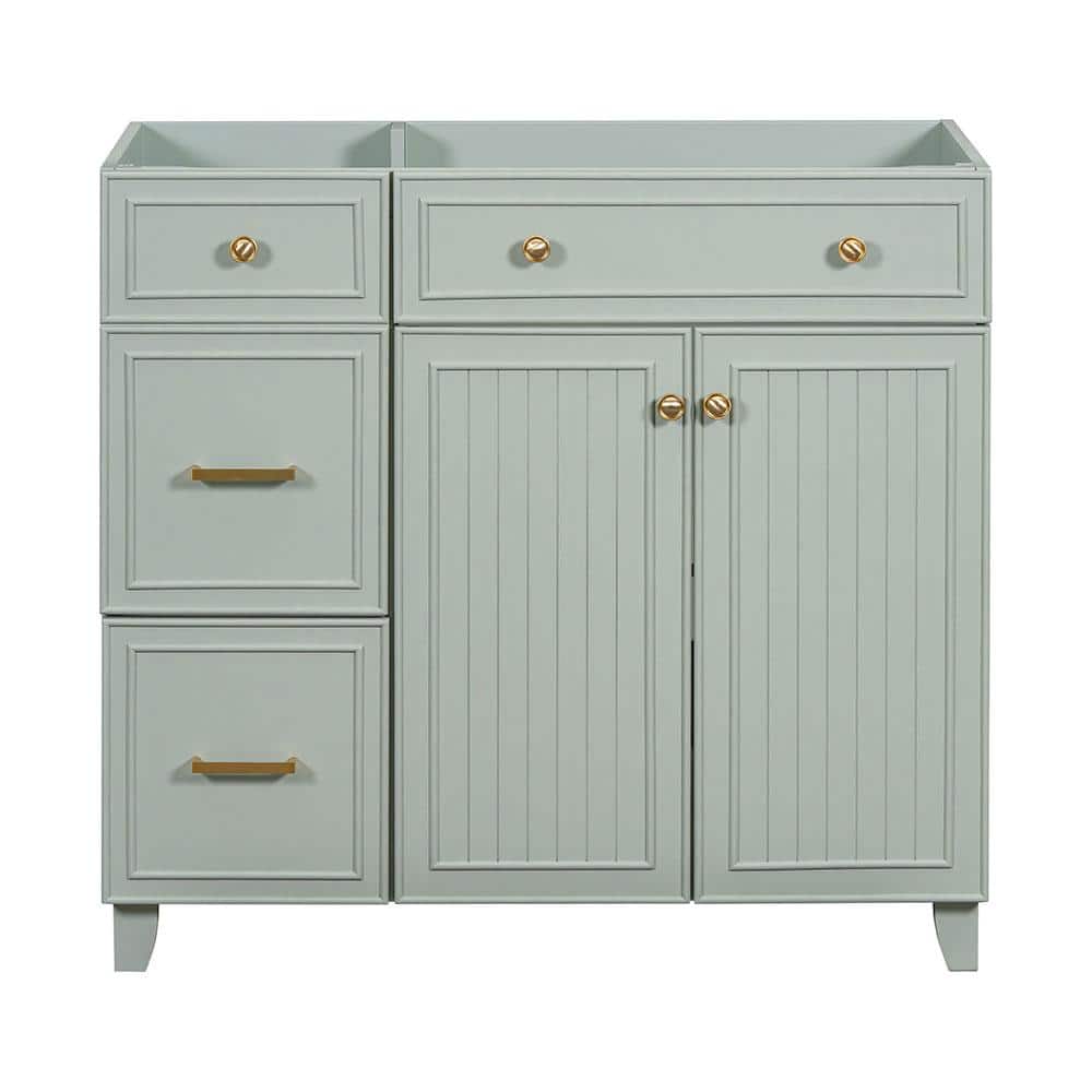 Adrinfly 36 in. W x 17.87 in. D x 33.31 in. H Bath Vanity Cabinet without Top in Green w/2-Drawers 1 Adjustable Shelf and 2-Doors (1)