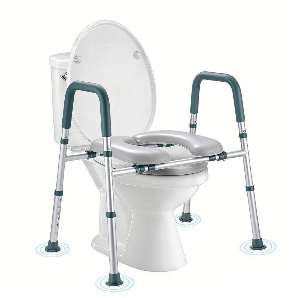 Numhew Raised Toilet Seat with Handles for for Elderly, Handicap & Disabled, Adjustable Height & Width, 400 lb, Fit Any Toilet (3)
