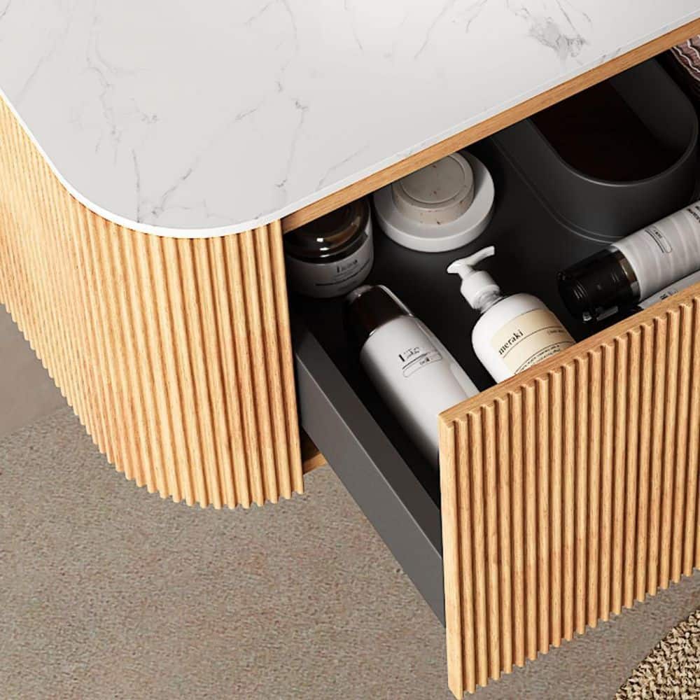 Buruis 24 in. Bath Vanity Cabinet without Top in Oak with Carrara White Sintered Stone Countertop, Basin Not Included (3)