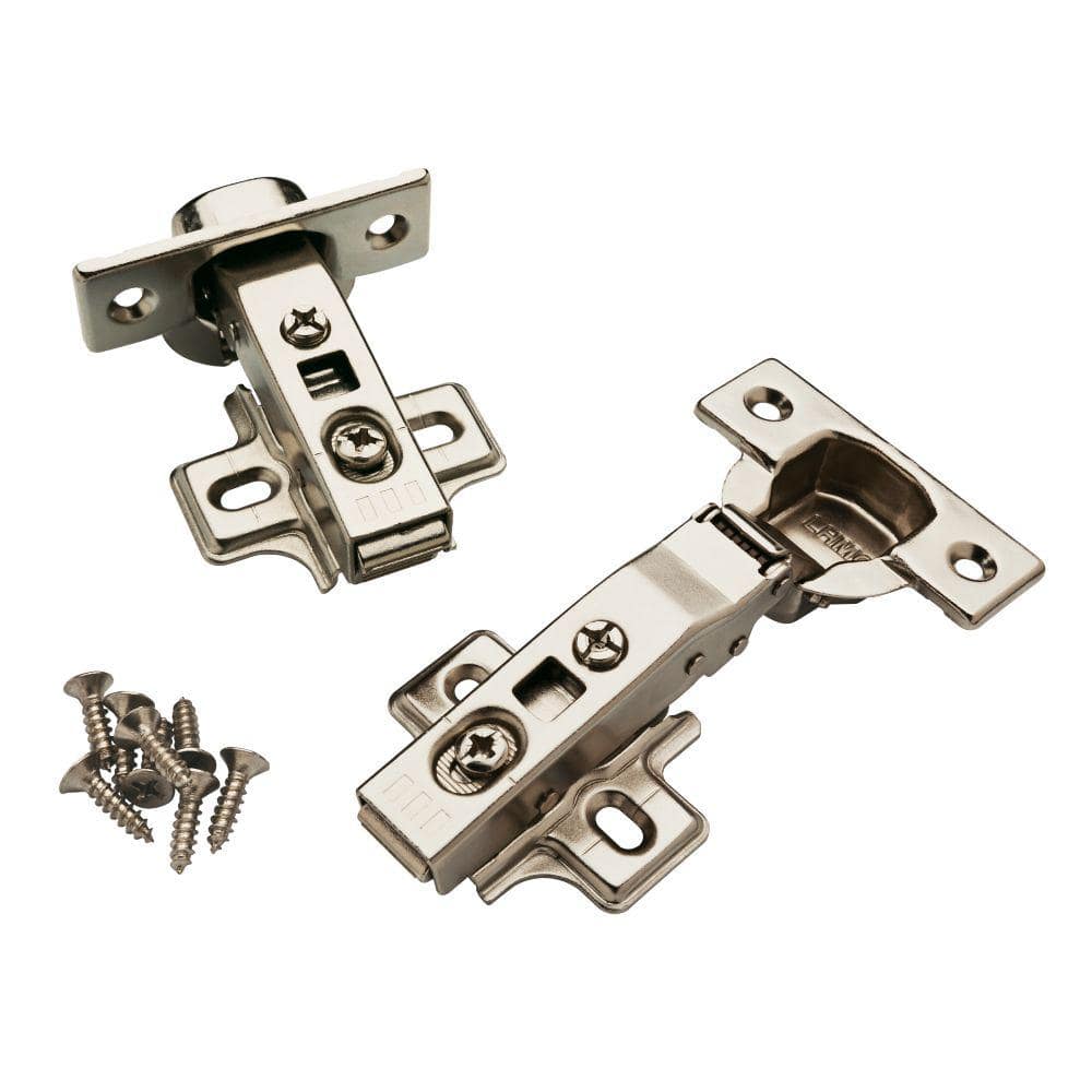 Everbilt 1 Pair Frameless 35 mm 110-Degree Full Overlay Soft Close Nickel Cabinet Hinge (2 Pieces) (3)