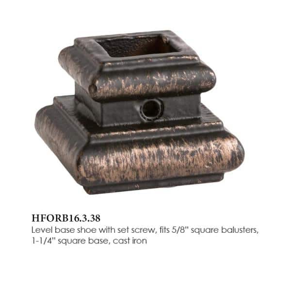 HOUSE OF FORGINGS Square Hole 1.25 in. Cast Iron Level Baluster Shoe in Oil Rubbed Bronze (2)
