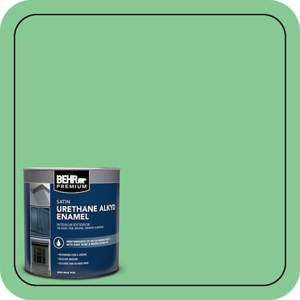BEHR PREMIUM 1 qt. #P400-4 Good Luck Satin Enamel Urethane Alkyd Interior/Exterior Paint (2)