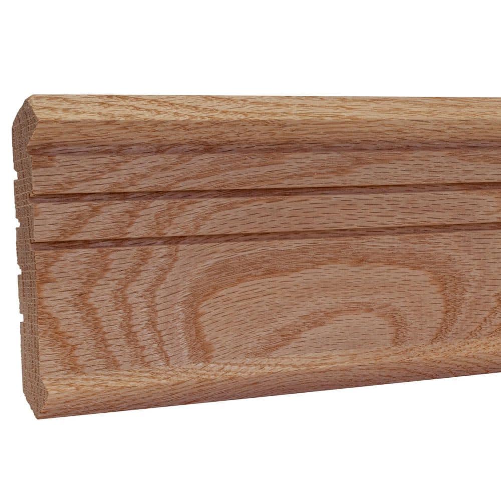 Ornamental Mouldings 0.75 in. D x 4.5 in. W x 92 in. L Unfinished Red Oak Wood Tova Crown Moulding (1)