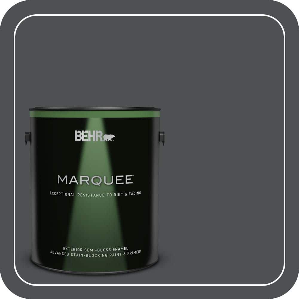 BEHR MARQUEE 1 gal. #PPU26-01 Satin Black Semi-Gloss Enamel Exterior Paint & Primer